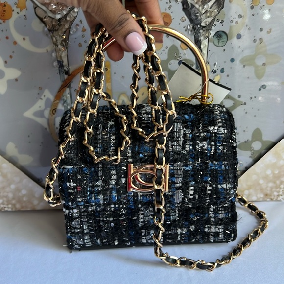 Kamala Top Handle Tweed Mini Crossbody5.5Wx5H Black - Picture 10 of 15